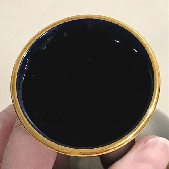 Limoges Castel Porcelain Cobalt Dark Blue Vintage Vase Lovers Scene with Gold - Picture 5 of 8